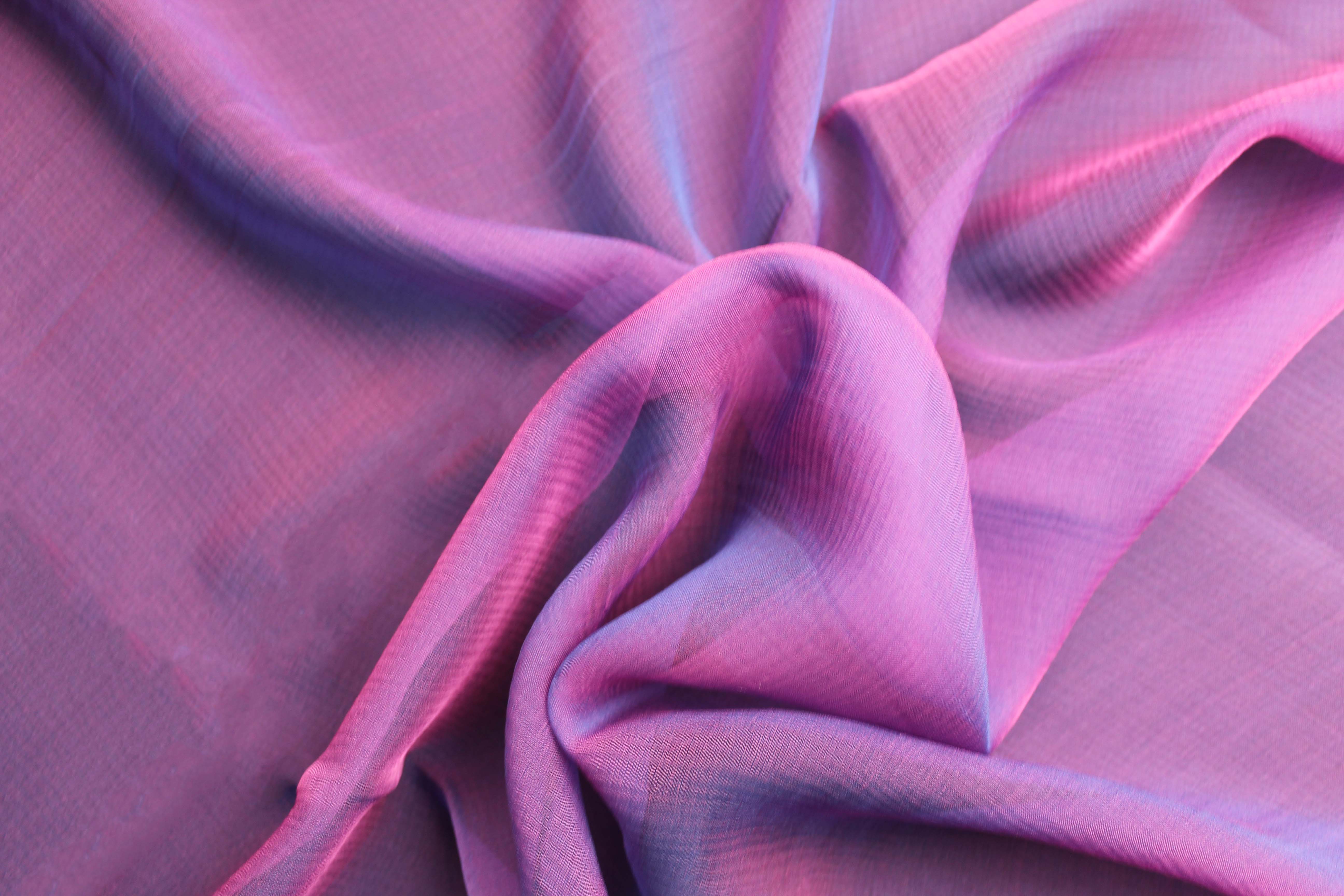 SHOT SILK CHIFFON - ROYAL/CERISE